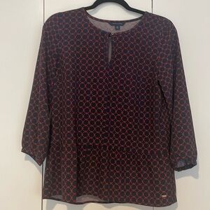 Tommy Hilfiger Keyhole 3/4 Sleeve Peplum Top